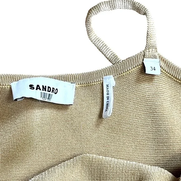 Sandro Sizzing Gradient Ombré Cutout Asymmetric MIDI Dress Tan Org  Sz 34 #906 - Picture 5 of 10